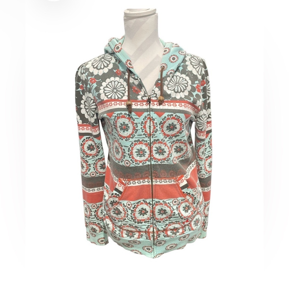 O’Neill Vintage 90’s Floral Patterned Zip-Up Hoodie Medium - Picture 1 of 4
